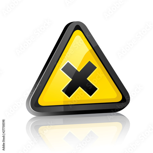 three-dimensional Hazard warning sign with irritant symbol