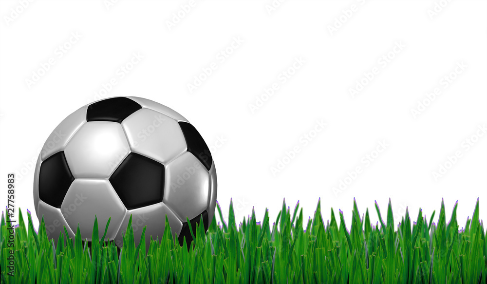 Obraz premium football on grass with white background