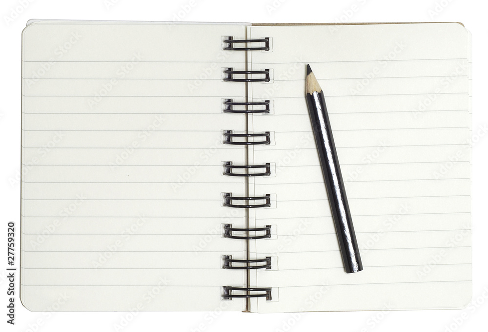 blank mini notebook on white background with black pencil blank mini notebook on white background with black pencil
