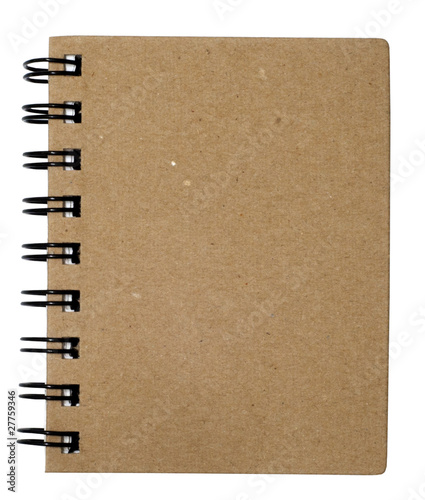 brown cover mini notebook on white background