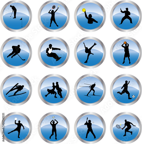 buttons with sportsman collection - vector