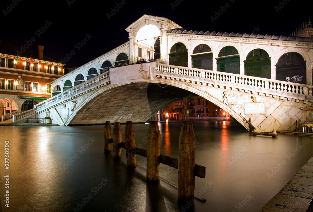 Along Rialto Bridge, Venice at Night