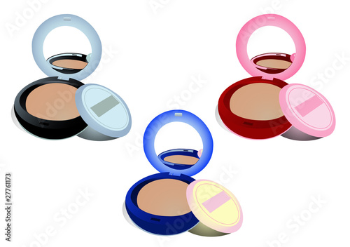 Three boxes of powder different colours