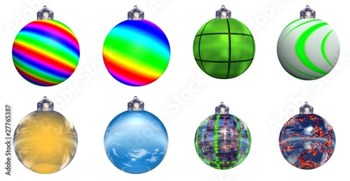 High resolution Christmas ornaments isolated on white