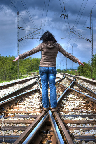 girl on railroad (HDR image)