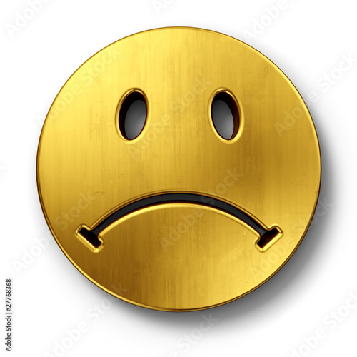 Sad smiley face in gold