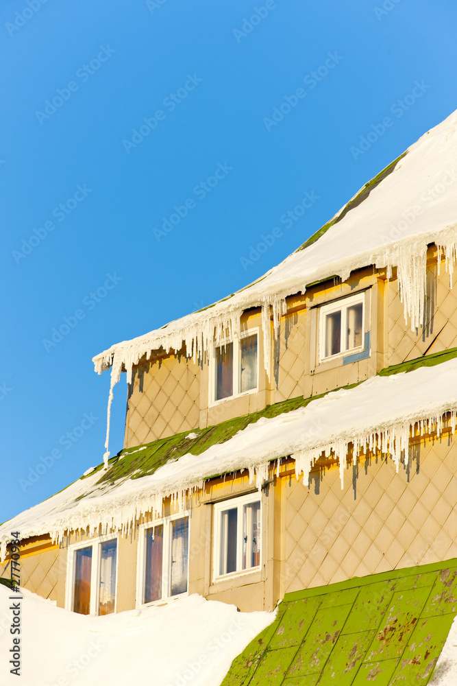 Masarykova Cottage, Orlicke Mountains in winter, Czech Republic