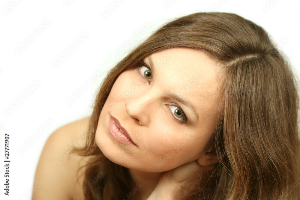 Young woman portrait on white, studio shot Young woman portrait on white, studio shot
