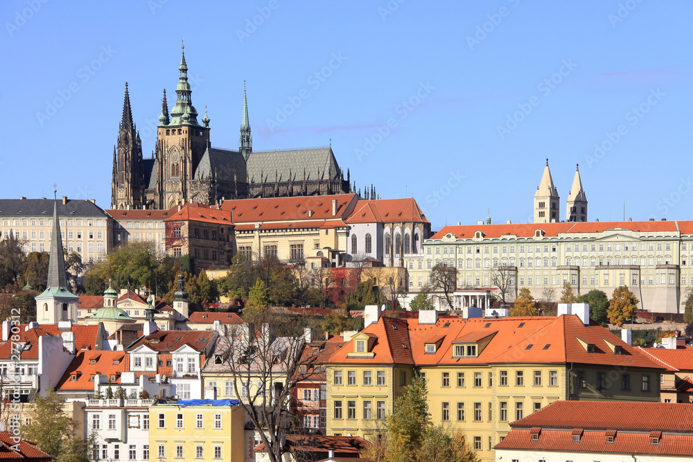 View on the autumn Prague gothic Castle