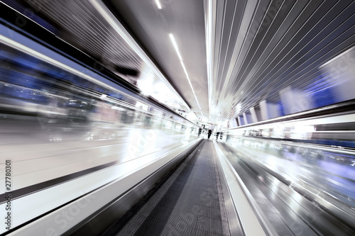 high-speed moving escalator