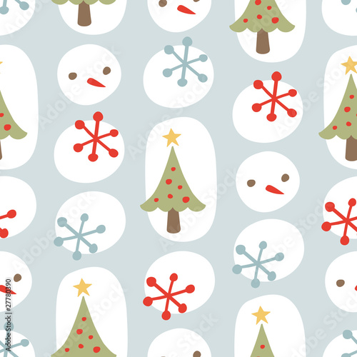 Cute Christmas Seamless Background Pattern Blue