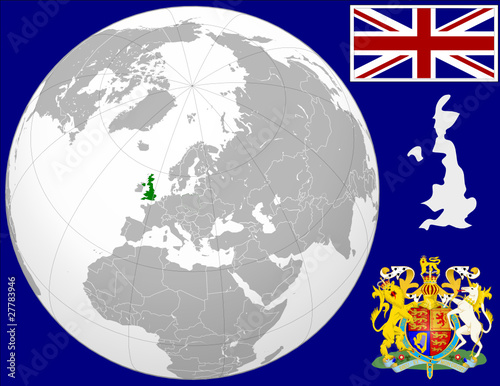 United Kingdom globe map locator world flag coat
