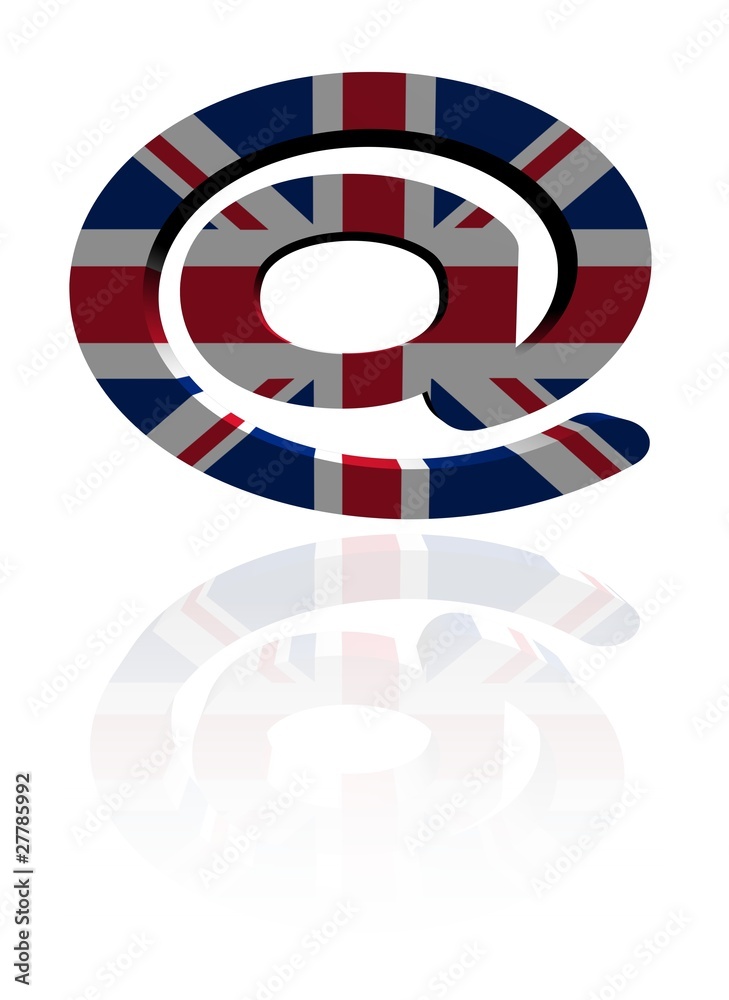 e-mail address AT symbol with British flag illustration e-mail address AT symbol with British flag illustration