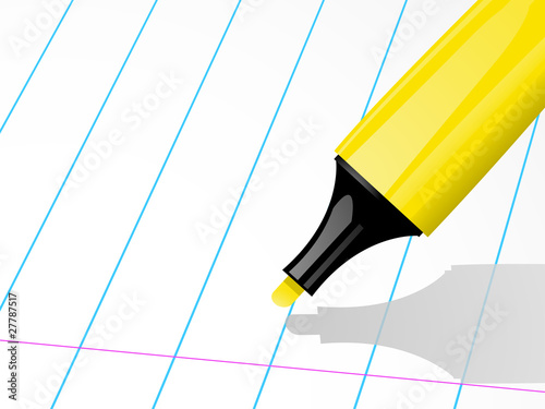 Highlighter pen and ruled paper