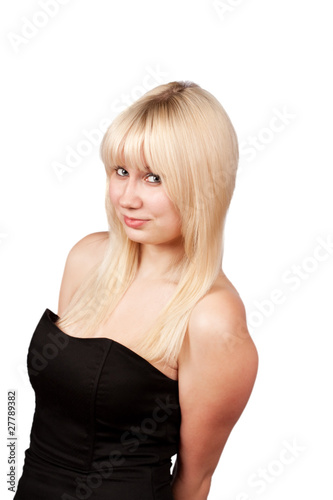 Portrait of a beautiful woman, on white background
