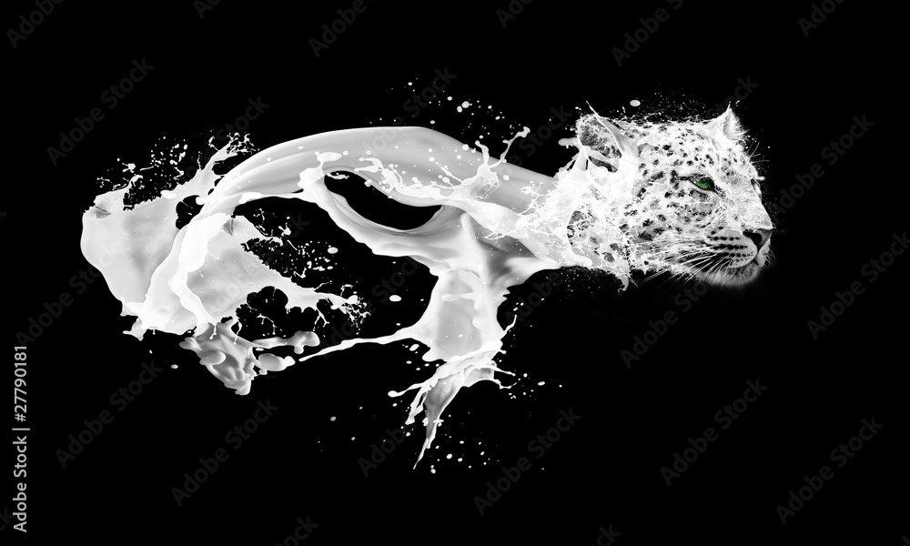 Abstract image of milk splashing drops in leopards form