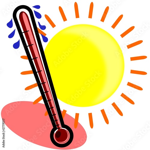 sweating thermometer, hot summer weather concept