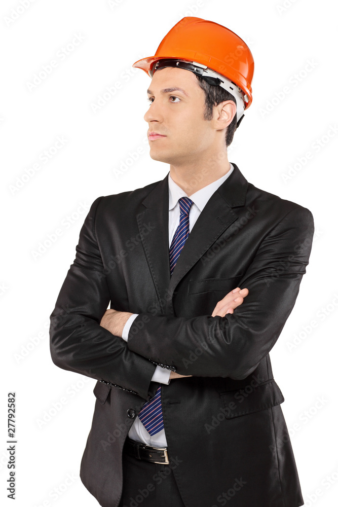 A construction engineer in a suit looking A construction engineer in a suit looking