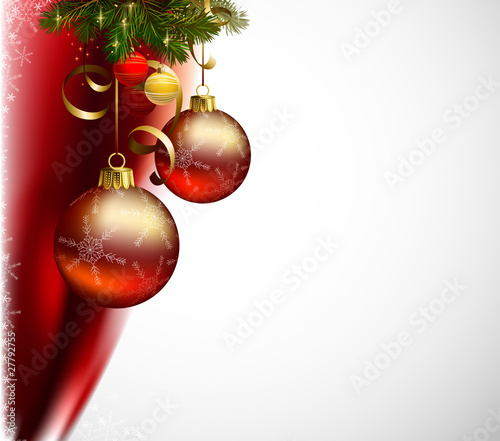 shiny balls on the Christmas background