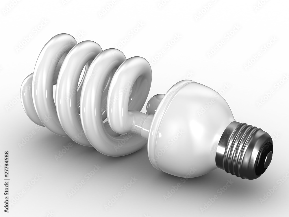 energy saving bulb on white background. Isolated 3D image energy saving bulb on white background. Isolated 3D image