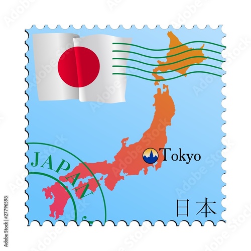 Photography Tokyo - capital of Japan. Vector stamp