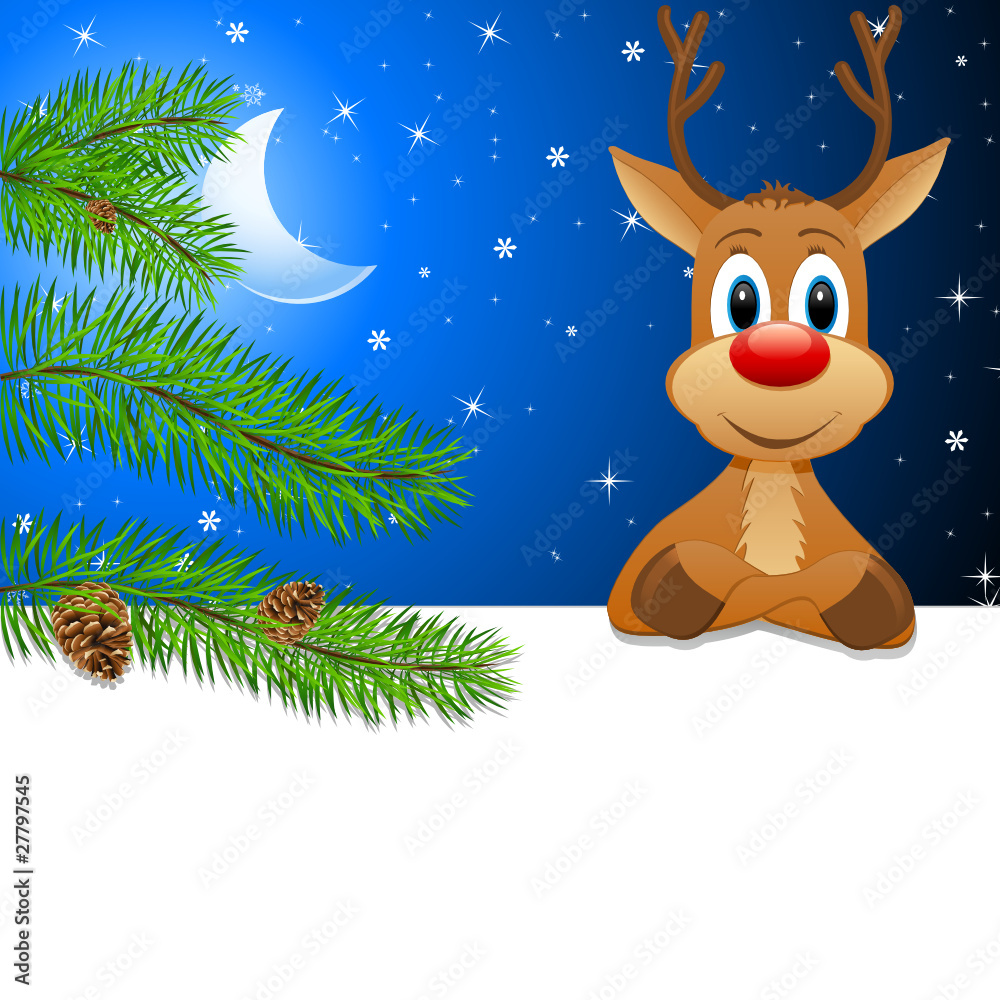 Weihnachtskarte mit Rentier Stock Vector | Adobe Stock