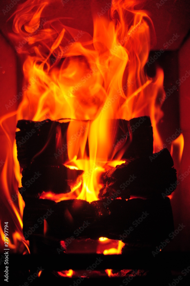 Fototapeta premium Flammen im Ofen