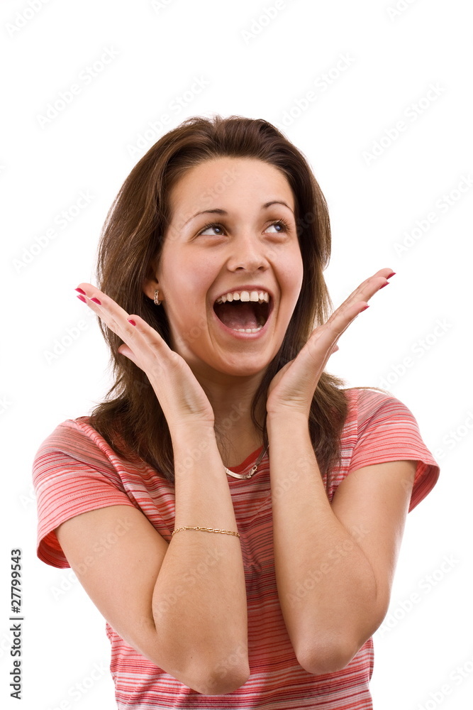 Surprised and happy young woman Surprised and happy young woman