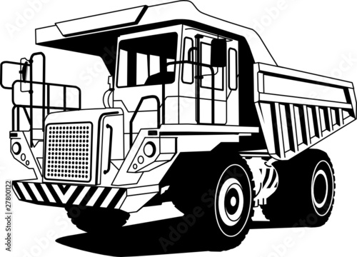 Heavy dump truck hand draw illustration, vector