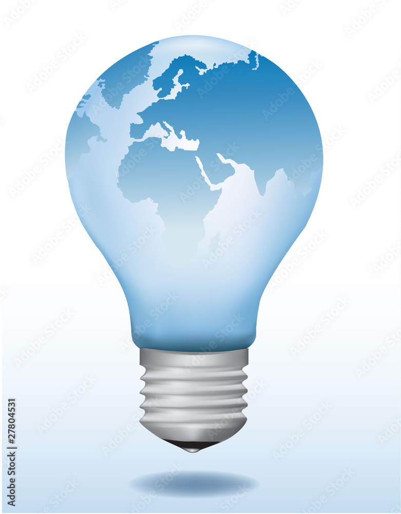 Light bulb with world map on it. Vector illustration. Light bulb with world map on it. Vector illustration.