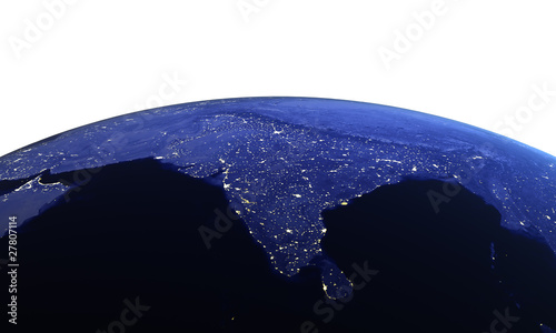 India from space on white