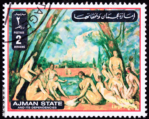 Ajman Stamp Painting Paul Cezanne Large Bathers Baigneuse photo