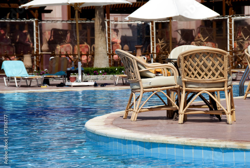 Bar tables at the pool