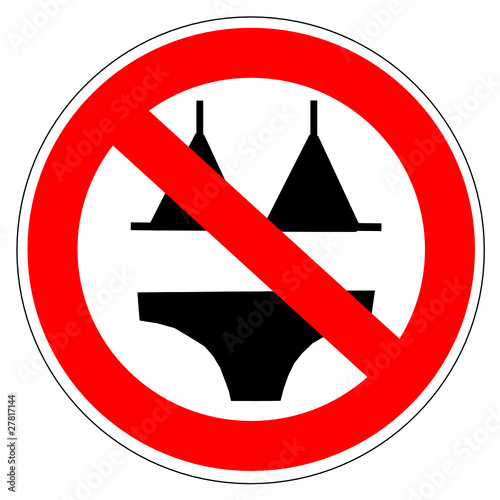 Panneau interdit aux maillots de bain