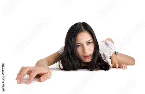 woman crawling on all fours