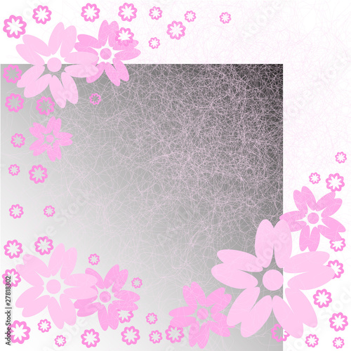 pink flowers on  gradient background with scratches