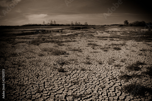 Global warming concept of cracked ground