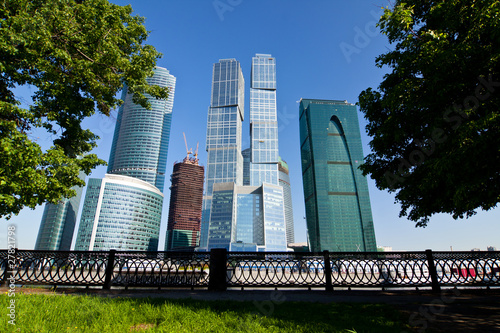 Photography Skyscrapers of Moscow city under blue sky