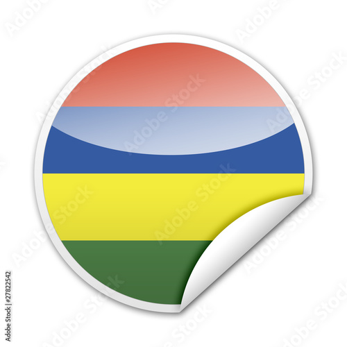 Free Download Pegatina bandera Mauricio con reborde - GFXLoad