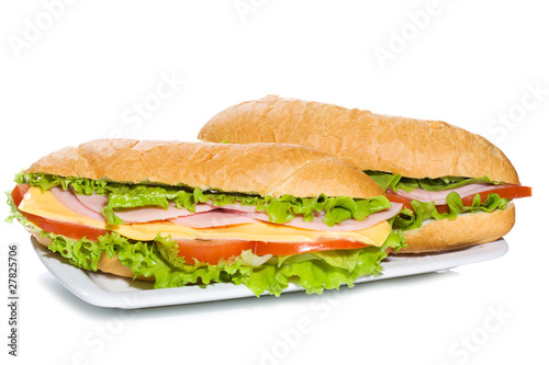 sandwiches with ham and vegetables