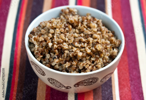 A bowl of boiled buckwheat