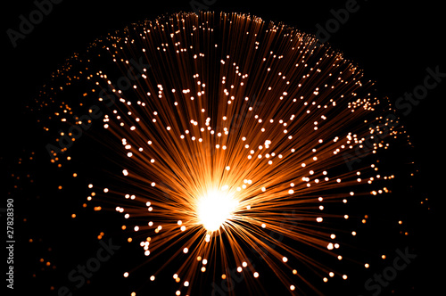 Golden fibre optic strands.