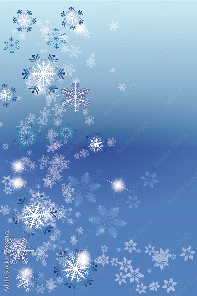 Schneeflocken Weihnachtskarte blau