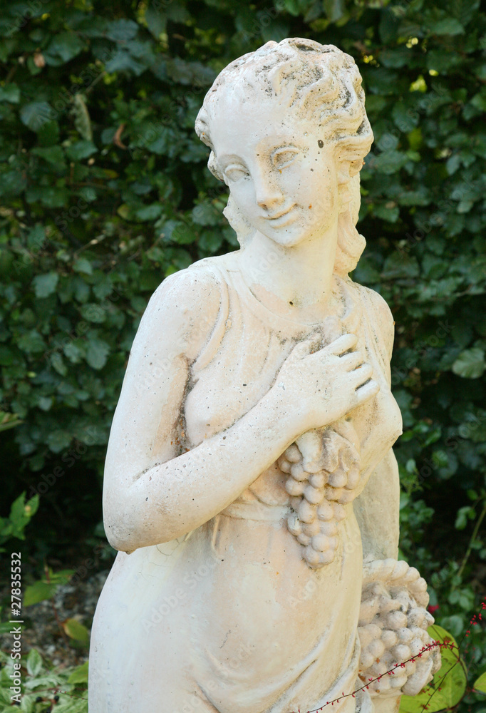 Female Garden Statue with Grapes