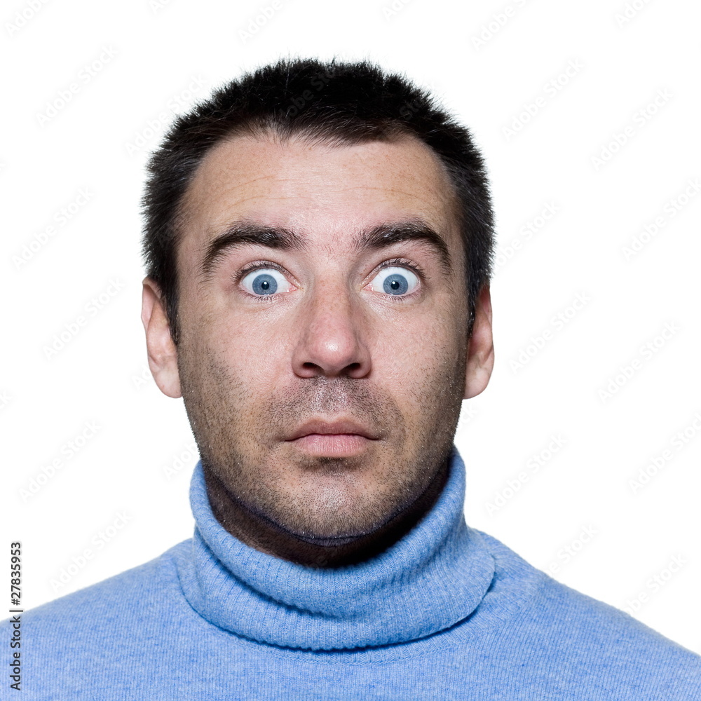 Obraz premium expressive portrait of a stubble man stun surprised