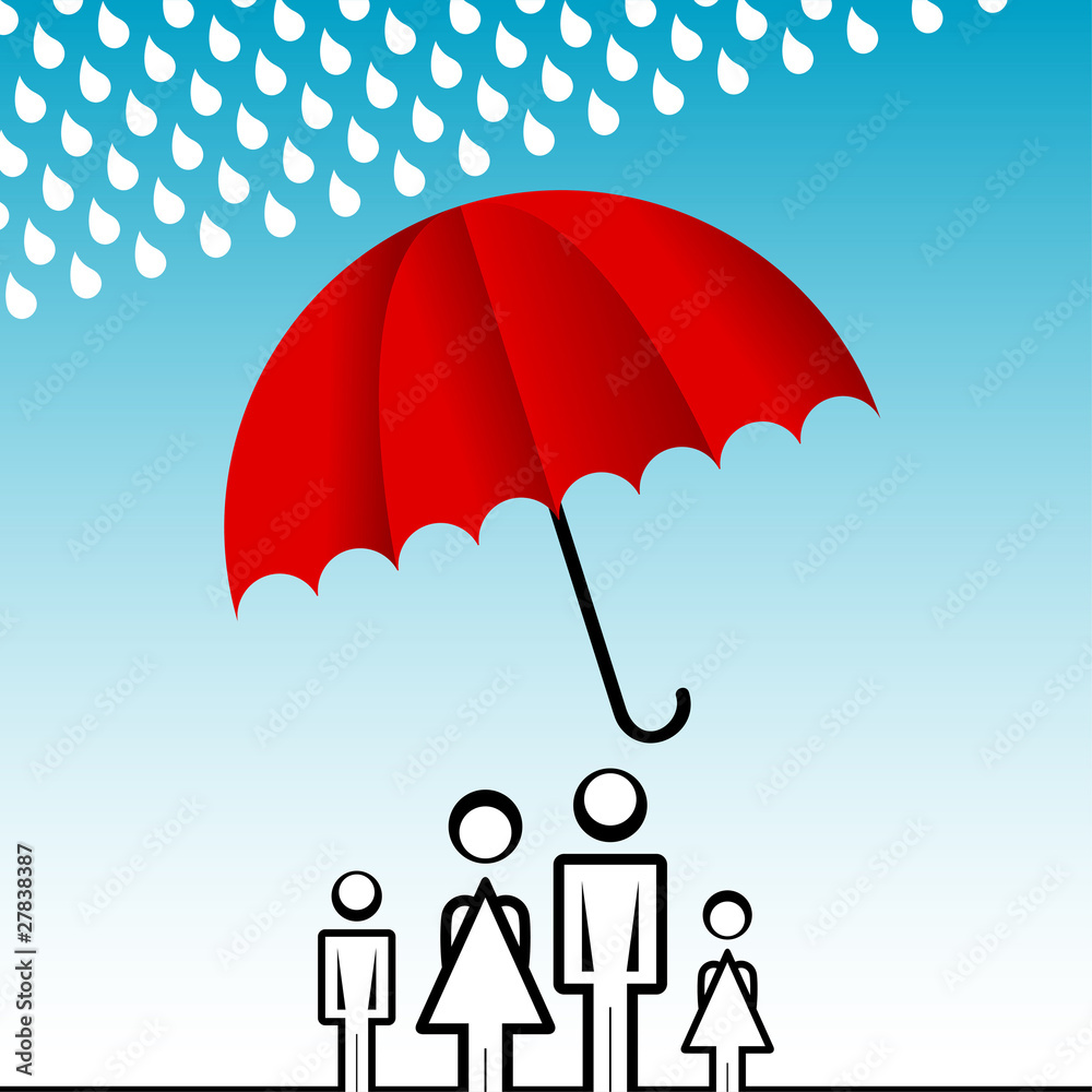 Insurance for family protection. Elements under red umbrella. Insurance for family protection. Elements under red umbrella.