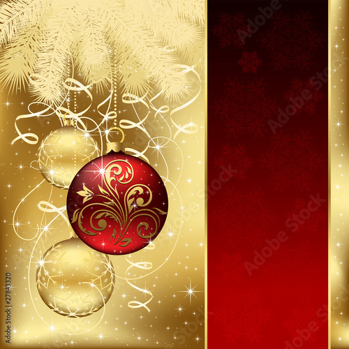Elegant background with three Christmas balls