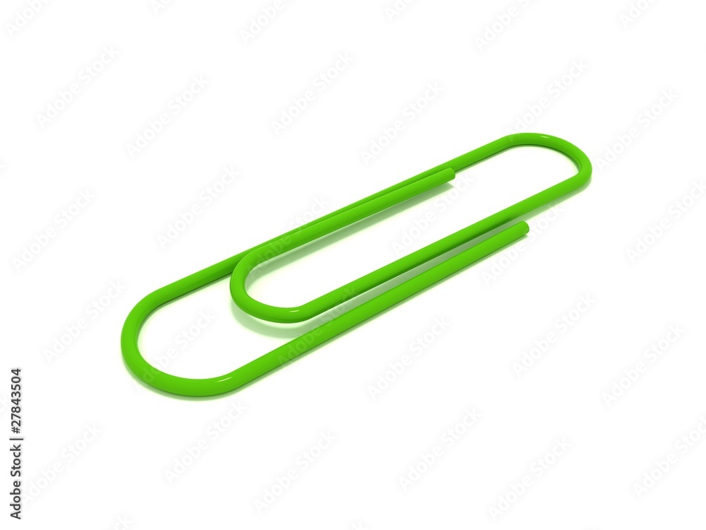 Green paper clip isolated on white Green paper clip isolated on white