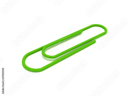 Wallpaper Mural Green paper clip isolated on white Torontodigital.ca