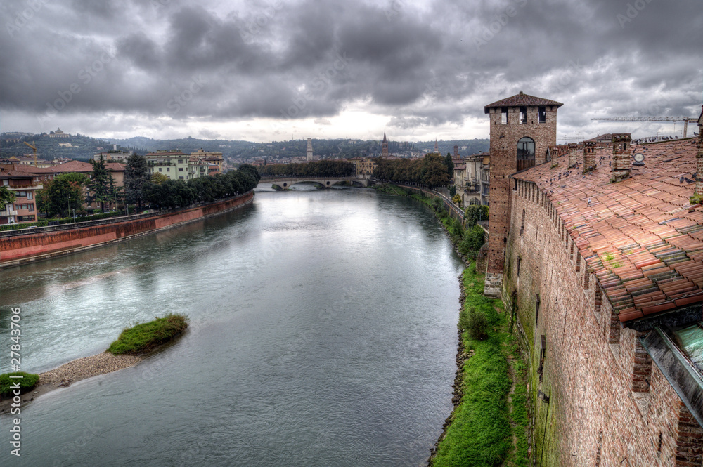 River View from Castelvecchio, Verona, Italy.